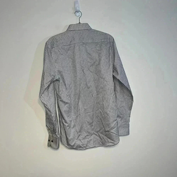 Twillory Safe Cotton Non Iron White Gray Windowpane Button Down 16 34/35 - Picture 4 of 6